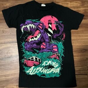 Vtg Asking Alexandria Band T Shirt Small Sea Monster Emo Scenecore Metalcore